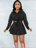 Casual Knotted Blouse and Pleated Skirt