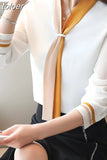 Mujer De Moda 2023 Loose Solid Women Tops and Blouses Elegant Long Sleeve Chiffon Shirt Vintage Women Clothing