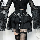 Summer New Halloween Party Fashion Build Chain Cross Double Gothic Half Skirt Woman-Outfit