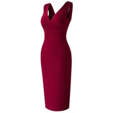 V-Neck Sleeveless High Waist Pencil