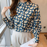 style Women's Blouses leafs printing ladies shirts 2022 Spring Autumn Long Sleeve Shirts Tops Blusas