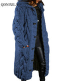 Autumer Winter Long Sleeve Top Crew Neck Women Sweater Knit Cardigan Pull Button Thick Warm Loose Casual Long Coat