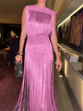 Temperament Dress 2025 Autumn And Winter New Solid Color Sleeveless Slimming Round Neck Fashion Tuxedo Skirt Suit