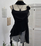 Irregular Lotus Leaf Edge Ribbon Ribbon Sling Sling Waist Neck Tie With Short Top