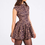 Autumn And Winter New Women's Sexy Bare Back Collar Slimming Leopard Print 100-Fold