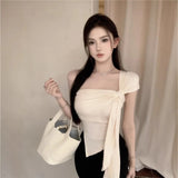 Shoulder Sling Vest Women's New Summer Folded Blouse