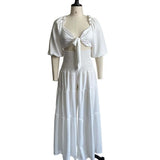 Summer Wrapped Bra Strap Wide Leg Pants Large Size Two-Set Casual