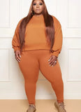 Plus Siz Loose Long Sleeve Round Neck Sweatshirt And Skinny Pants