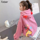 Autumn Winter New Hoodies Women Korean Plus Velvet Thick Hooded Jackets Women Student Loose Cartoon Calf Horn Kawaii