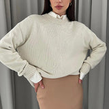 Women Warm O-Neck Pullover Sweater Autumn Casual Basic Knitted Sweater Top Fashion Loose High Street Ladies Sweaters Jumper