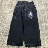 High Street Jeans Y2K Hip Hop Printed Cartoon Retro Loose Men Wide-Outfit