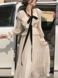 One Piece Dress Korean Fashion Y2k Clothing Fairy Sweet Elegant Midi Dress Women 2022 Autumn Slim Vintage White