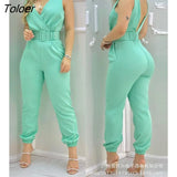 Jumpsuits Elegant 2023 Jumpsuits Sexy V-neck Sleeveless Printed Jumpsuit New Fashion with Belt Vest Playsuit