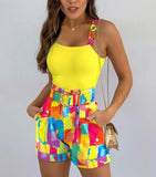 2023 New Summer Sleeveless Vest Leisure Printed Shorts Set Women's Spot-Outfit