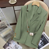 Toloer Suit Jacket Female 2024 Spring And Autumn New Korean Version Of Leisure Commuting Temperament Goddess Fan Ka Color Suit Jacket-Outfit