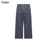 Women Vintage Jeans For Women 2023 Striped Denim Jeans Work Pants