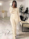 Autumn Solid Anti Traffic Line 2 Two Piece Sets Casual Outfit For Women 2023 Casual Crop Top And Flare Pants Set