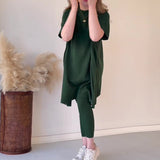 2025 New Solid Color Round Neck Large-Size Short-Sleeved Knitted Shirt Casual