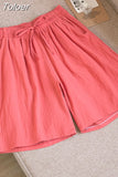 Women Cotton Linen Shorts Summer Solid All Match Loose Wide Leg Pants Korean Fashion Casual Female Y2K Shorts