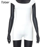 Women Long Sleeve Playsuit Autumn Rib Knitted Square Neck Bodycon Sexy Rompers Jumpsuit Femme Black One Piece Overall