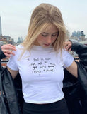 White Streetwear O-Neck Short Sleeves Printed Short Crop