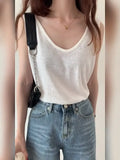 U-Collar Clavicle Loose Vest Women Wear Sleeveless T-Shirt In Summer 2023-Outfit
