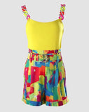 2023 New Summer Sleeveless Vest Leisure Printed Shorts Set Women's Spot-Outfit