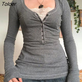 Floral Lace Short Top White Knitted Slim Neck Style Basic Casual T Shirt Women Chic Vintage Full Sleeve Harajuku Tee