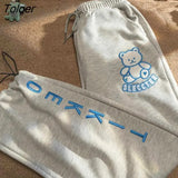 Pink Cartoon Girl Printed Sweatpants Women Wide Leg Pants High Waisted Loose Joggers Harajuku Fashion Teens Bottom