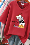 100% Cotton Plus Size T Shirt Anime Short Sleeve Women's Top 2023 Summer Couple Loose Oversized T Shirts Japanese