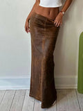 Leather Skirt Women Street Style Low Rise Straight Long Skirts Harajuku Ladies 2023 Autumn Winter Basic Outfits New-Outfit