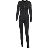 Sexy Skinny Jumpsuit Women Overalls O Neck Full Sleeve Zipper Sporty Jumpsuits Ladies Fashion Rompers Streetwear-Outfit