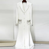 Star Fashion Heavy Industry Nails Studded Suit Dress Red Dress Fishtail