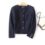 Spring Style Xiaoxiangfeng Gold Button Textured Short Coat-Outfit