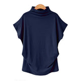 Commute Large Size Women's Half Turtleneck Batwing Sleeve Solid Color Polyester