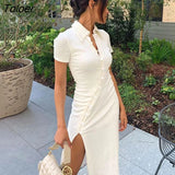 Dress Ladies Button Up Side High Split Shirt Dresses Summer Gothic Clothes CheongSam Outfits For Woman New Arrival