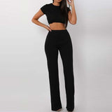 Summer Knitted Sweat Suits Women Matching Sets Long Sleeve Hoodie+wide-legged Pants Loungewear Sweater Set Two Piece