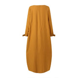 ZANZEA 2022 Kaftan Muslim Maxi Dress Women's Islamic Sundress Long Sleeve Vestidos Female Casual Solid Robe