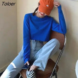 Colors Loose Long Sleeve T-shirts Women Spring Daily Student All-match Casual Streetwear Short Style Tops Basic
