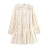 New Flower Embroidery Mini Dress