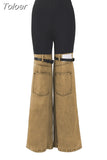 Fashion Women's Hit Color Spliced Jeans High Waist Elastic Patchwork Girding Straight Denim Pants Summer 2023 New