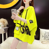 Price 6535 Cotton Official Picture Summer 2024 Tide Brand Loose Hooded Design A Minority Half-Sleeved T-Shirt Woman-Outfit