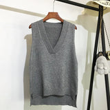 Korean Loose Wild Sweater New Chic V-neck Knitted Vest Women's Sweater Vest Sleeveless Sweater Autumn and Winter 2021