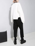 Loose Fit Irregular Pocket White Sweatshirt New Round Neck Long Sleeve Women Fashion Tide Spring Autumn 2023