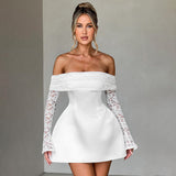Summer New Women's Shoulder-To-Shoulder Bras Long Sleeve Sexy Lace A-Word