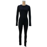 Toloer Long Sleeved Onesie Fall 2024 Women's Fashion Zipper High Waist Hip Jumpsuit Fitness-Outfit
