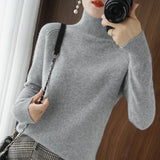 Turtleneck Sweater Cashmere Solid Knitted Pullover Tops Casual All-Match Long Sleeve Winter Thick Bottoming Shirt