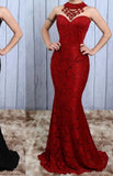 Lace Scoop Neck Mermaid Long Evening