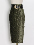 Patchwork Belt Skirts For Female Solid Color High Waist Slimming Women's Elegant Skirt Fashion Autumn New