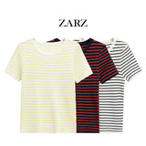 Homemade New Women's Classic Oceanic Short Sleeve Striped Knitted